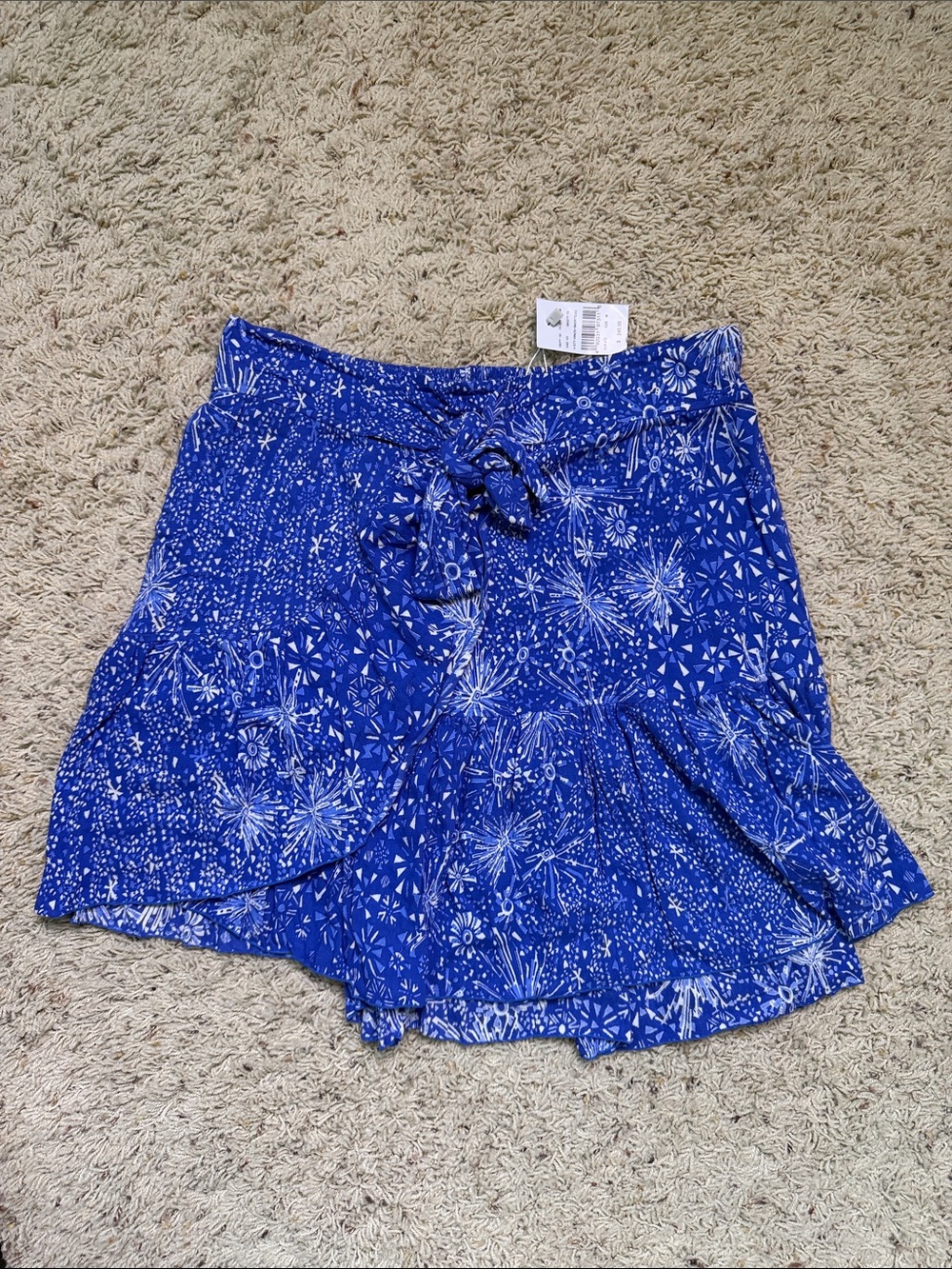 Poupette St. Barth Royal Blue Printed Tie-Front Skort